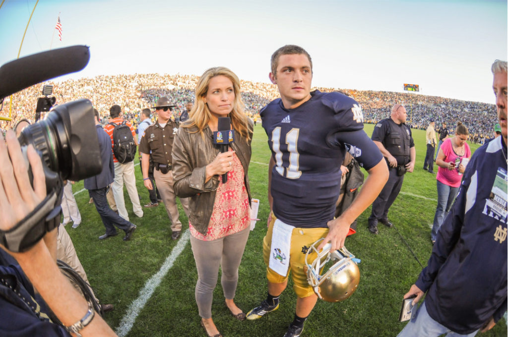 post game sideline interview with former Notre Dame quarterback Tommy Rees