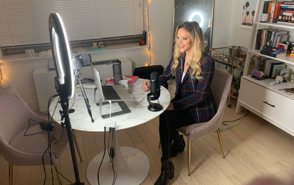 Julie Stewart-Binks recording her FUBOTV show